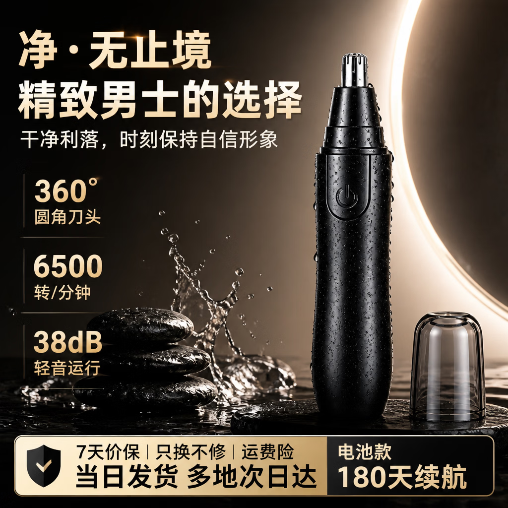 黑麦电动鼻毛修剪器男士专用剃鼻毛修剪刀神器电动便携式全自动清洁刮鼻毛送爸爸送男友 N6【新升级高速电机】