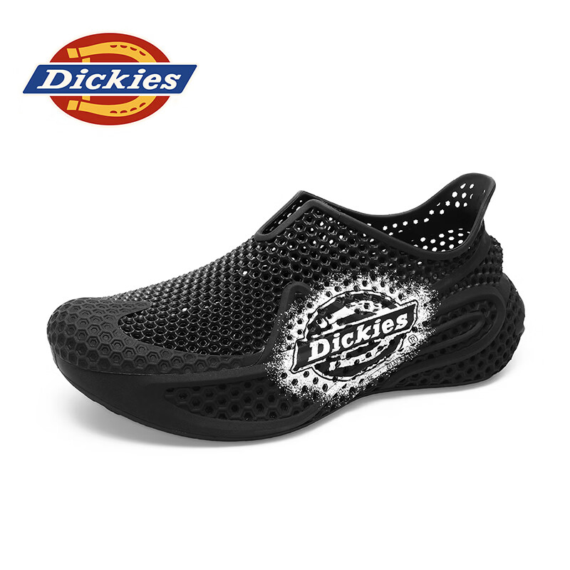 Dickies品牌男鞋2026夏季新款镂空时尚百搭休闲鞋一脚蹬透气防滑凉鞋子男 黑色 44 270 2.5