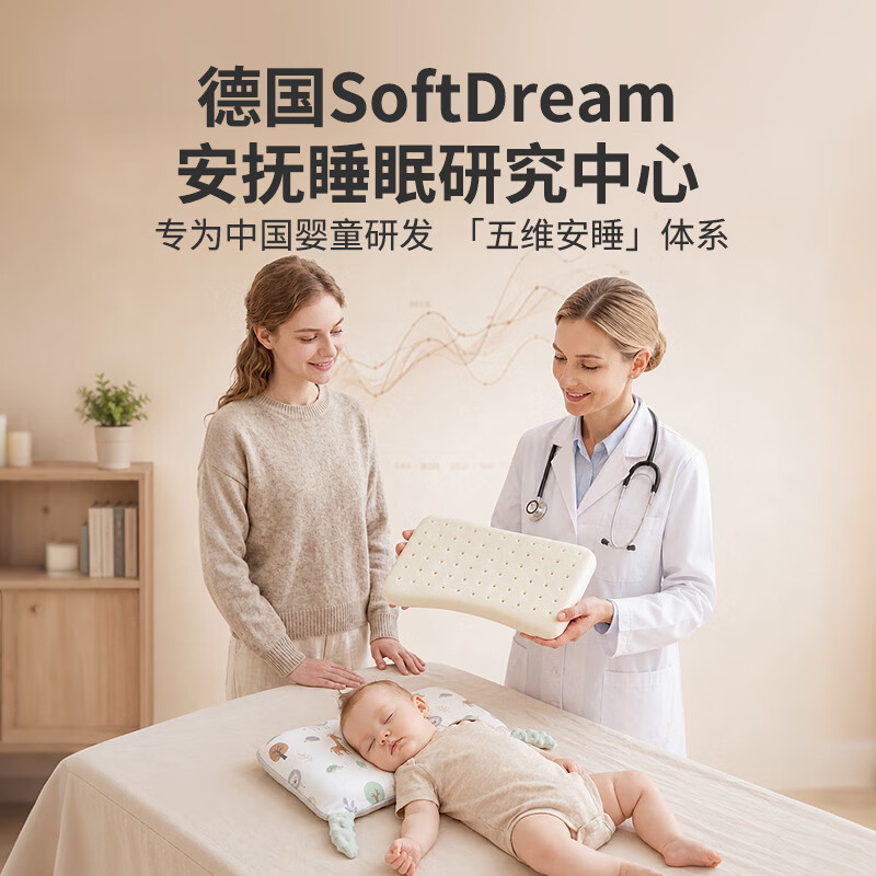 IWVW儿童枕头婴儿定型枕新生儿6月-6岁宝宝硅胶枕护脊抗菌纯棉安抚枕 1-6岁甜心派对【亲水绵枕芯/四季款】3cm-礼盒装