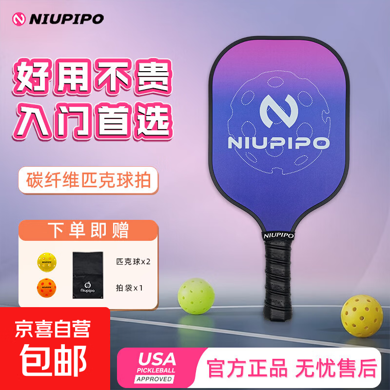 碳纤维匹克球拍耐打专业训练入门初学成人学生儿童Pickleball套装 MX55星幻球【单拍套装】