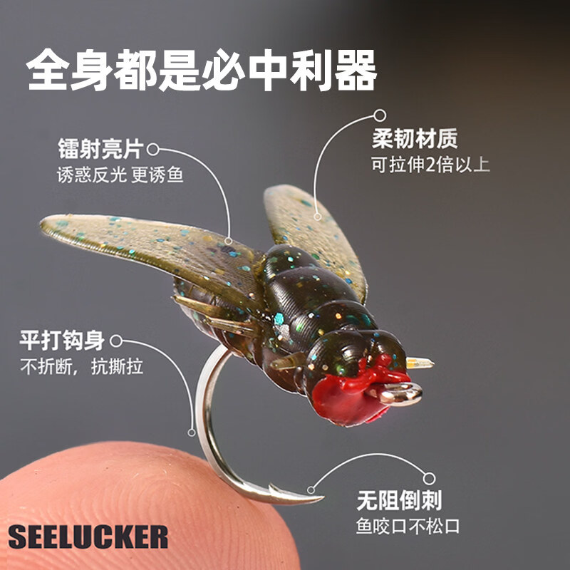 迦图鲮路亚苍蝇饵钓组绑好飞蝇钩微物假饵瓜子亮片套装线组白条马口翘嘴 小号暗红色【15付】送5套助投器