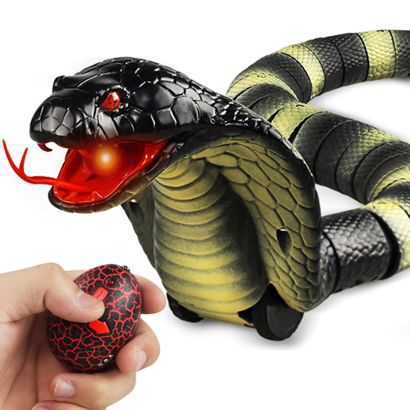 玩控 电动遥控仿真蛇玩具 动物模型 整人整蛊道具 眼镜蛇「灰黑色」