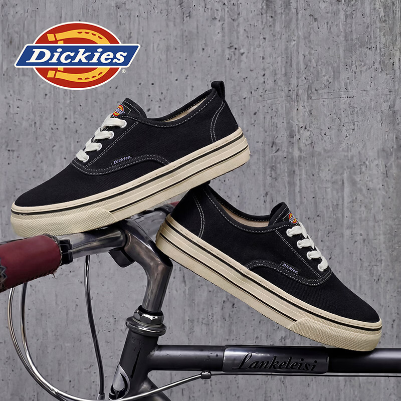 Dickies品牌男鞋夏季新款复古百搭低帮帆布鞋透气厚底户外运动休闲板鞋子 黑色 45 275 2.5