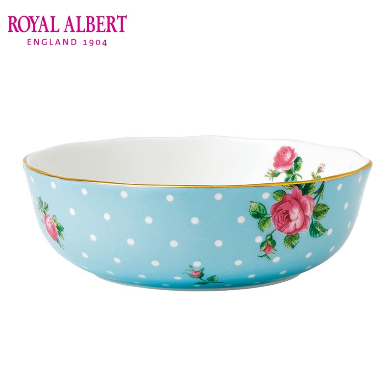 Royal Albert英国皇家阿尔伯特骨瓷餐碗可爱餐具小清新波尔卡 波尔卡蓝玫瑰餐碗