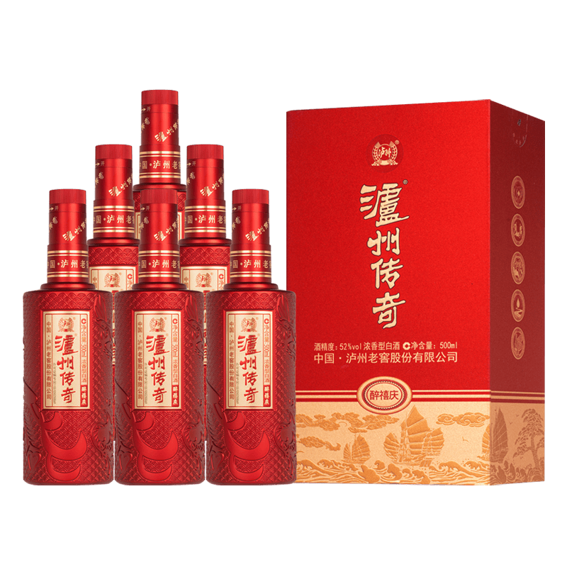 泸州老窖泸州传奇 醉禧庆 纯粮食浓香型白酒 52度500ml*6瓶 送礼佳品