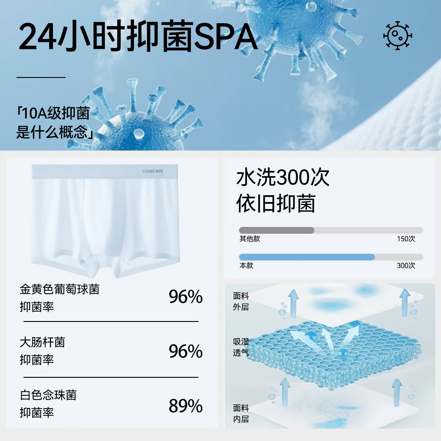 都市丽人男士内裤男10A抗菌裆裸感冰丝无痕2026新款夏季四角平角短裤衩头 冰透蓝+薄荷绿+暮山灰 3条 L 【推荐90-110斤】