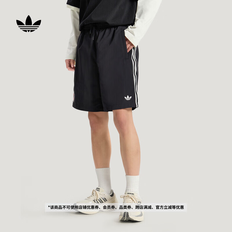 adidas休闲百搭简约舒适三条纹运动短裤男夏季新款阿迪达斯三叶草   黑色   XS