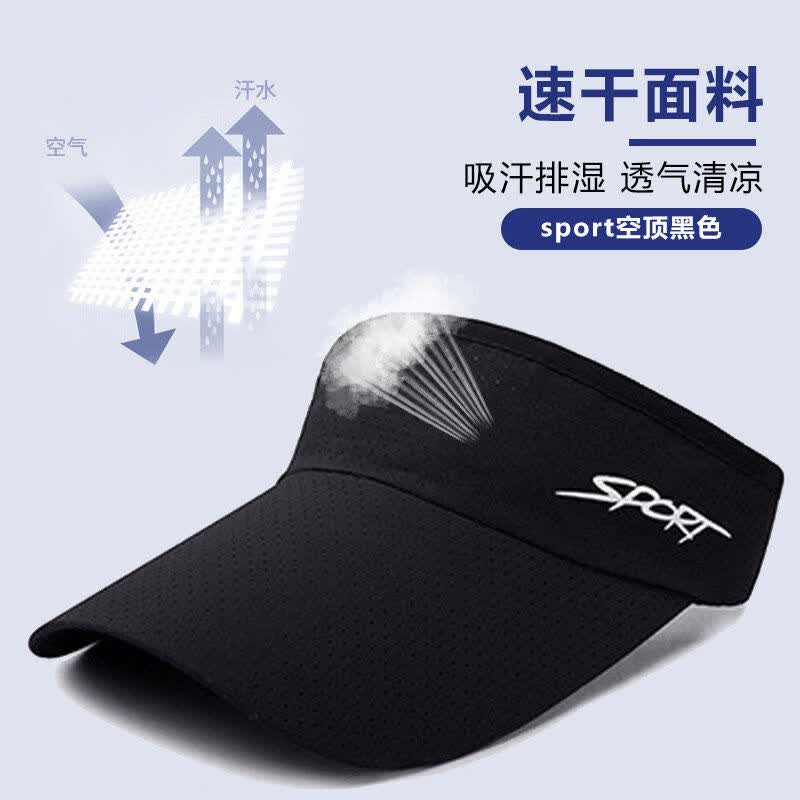 迦图鲮跑步帽子女款马拉松运动吸汗夏季速干空顶帽遮阳防晒太阳帽男 黑色 速干轻薄款sport- 男女通用 (55-60CM)可调节
