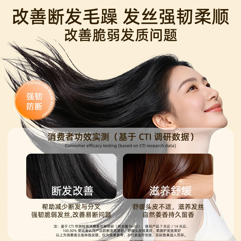 片仔癀强韧防断洗发乳易断发质活力滋养清爽舒缓护发生姜植萃洗发水 防断洗发乳705g