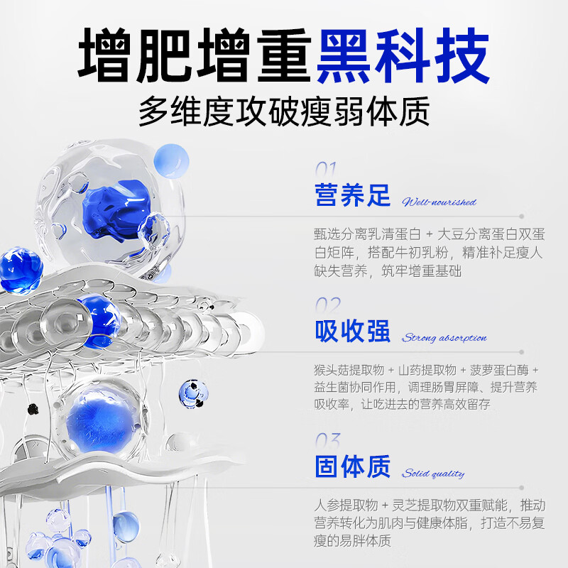 恩朗ENLANG增肥增胖快速长肉增重蛋白粉瘦人乳清蛋白增肌粉增肥营养品 6罐装+送摇摇杯【肌肉猛涨】 450g*6罐
