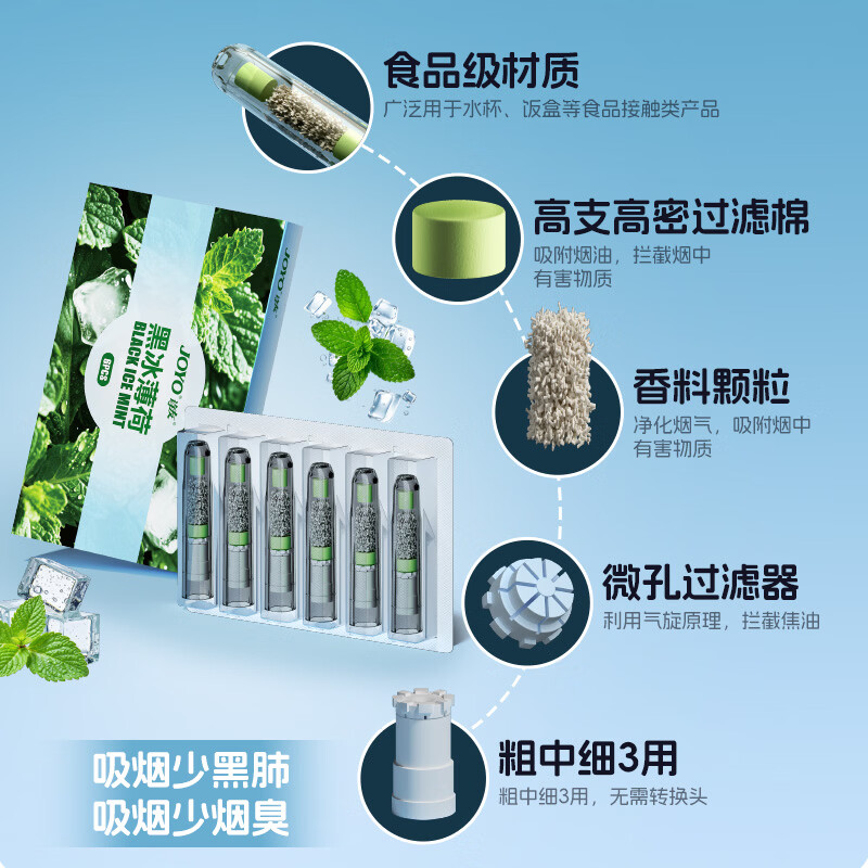 诤友(JOYO)果味过滤烟嘴一次性多重过滤粗中细三用混合口味抛弃型咬嘴烟具 【10小盒】 60支