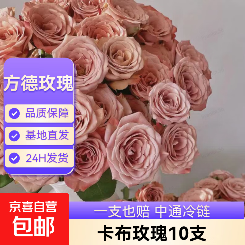 云南鲜花基地直发玫瑰花母亲节520送妈妈暖心礼物 方德40-50CM卡布10支