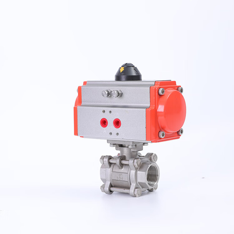 樱姬锈钢双向气动三片式螺纹球阀 常压常温双作用国标软密封球阀 304
