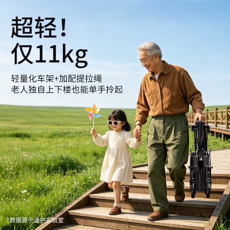 迪护手动轮椅轻便折叠老人专用出行可自推手推可折叠便携式老年人小型 16寸小轮款(实心胎)无坐便/不能自推