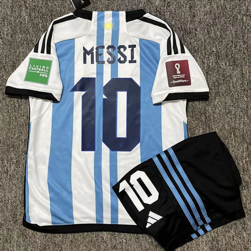 滕讯体育同款阿根廷球衣2022卡塔尔世界杯主场10号梅西短袖套装足球训练服定制 主场套装10号 梅西 S 165-170