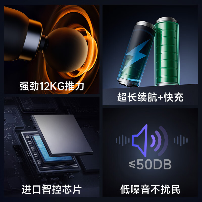 安踏(ANTA)电镀小筋膜枪按摩枪按摩仪按摩器肩颈全身肌肉按摩送父母朋友推荐减重健康活动2 纯黑色