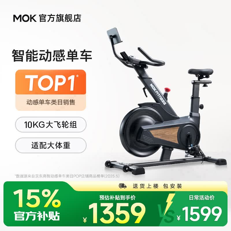 MOKFITNESSMOK(摩刻)-S10动感单车家用健身房智能磁控专业减肥运动器材静音 S10旗舰版（玄武黑）强阻系统