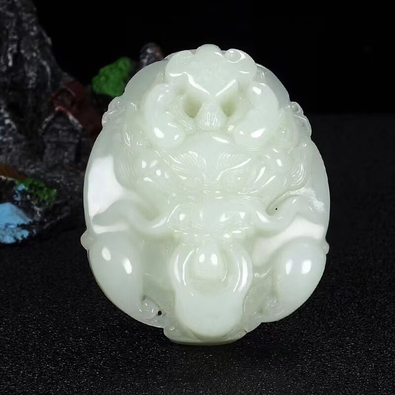 玉茹意 和田玉龙头皮带扣白玉腰扣男款