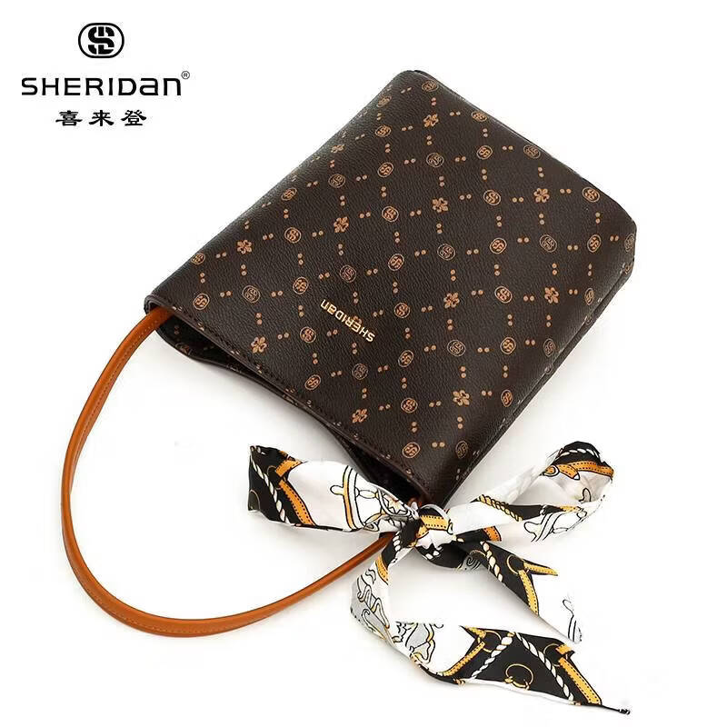 喜来登(SHERIDAN)包包 丝巾水桶包 女包轻奢单肩包斜挎包托特包七夕情人节礼物 NL260302S
