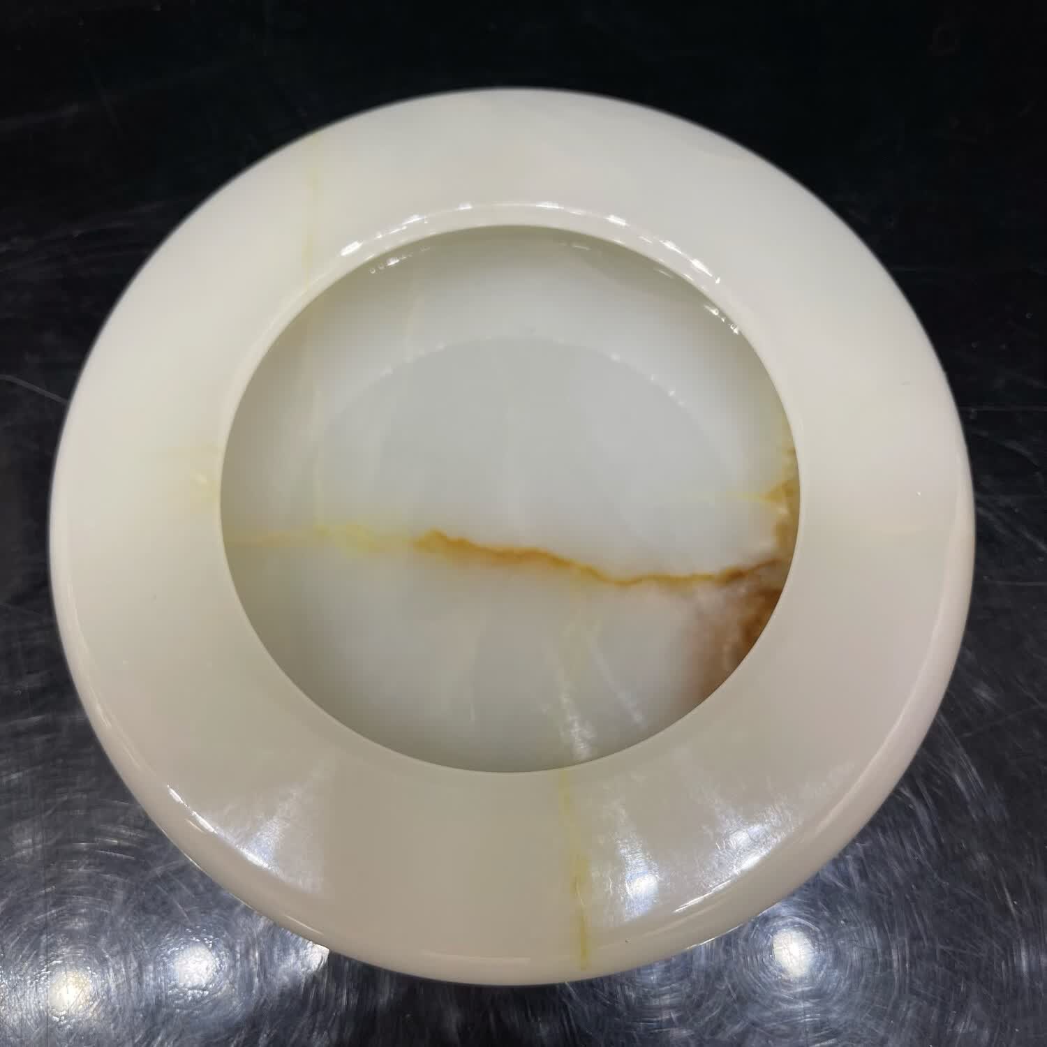 天然玉石烟灰缸摆件直径16圆形办公室客厅摆放开业送礼公司团购