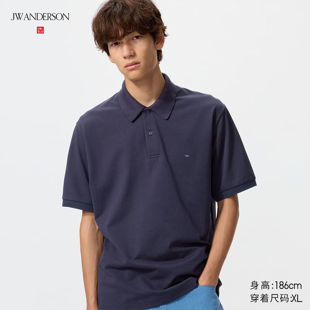 优衣库快干POLO衫/短袖男装女装合作款/T恤482304 69 藏青色 L