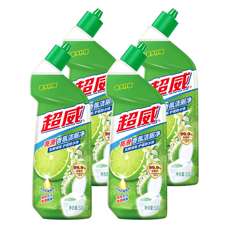 超威（SUPERB）亮滑洁厕净500g 洁厕液马桶深层洁净杀菌除污垢清洁剂洁厕灵洁厕 【4瓶】亮滑洁厕液