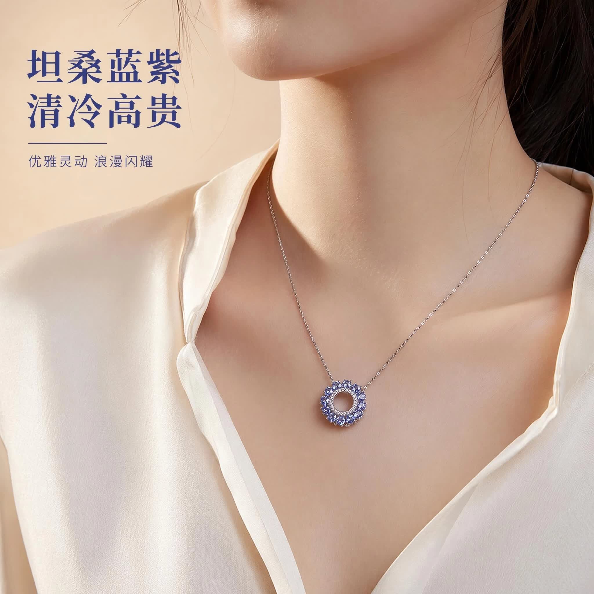雅岚天然石榴石项链花环银吊坠女款高级感锁骨链情人节生日礼物送女生 石榴石(显白复古)花环吊坠 主石尺寸:3mm