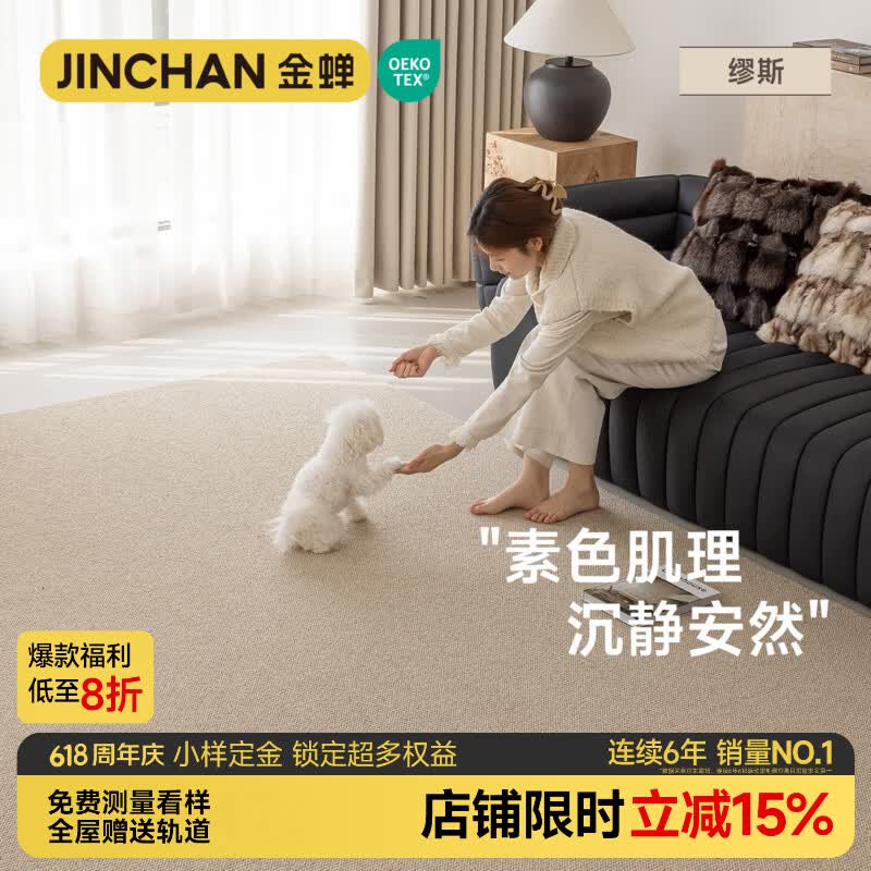 金蝉100%羊毛地毯客厅卧室床边毯沙发毯高级感轻奢免洗可擦地垫抗菌 缪斯【新西兰进口100%羊毛】 140cm*200cm 平米