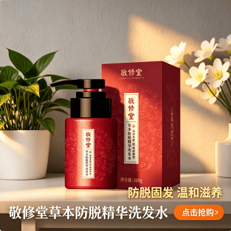 敬修堂草本防脱精华去屑止痒控油洗发水何首乌当归养发固发修护男女专用 敬修堂草本防脱精华洗发水【3瓶巩固】 320ml