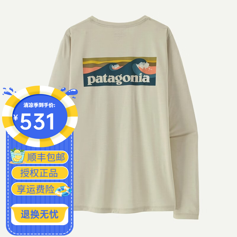 巴塔哥尼亚（Patagonia）女士Cap Cool Daily 户外长袖C1速干T恤45175/45465/45458 45465-DYWH白色 S
