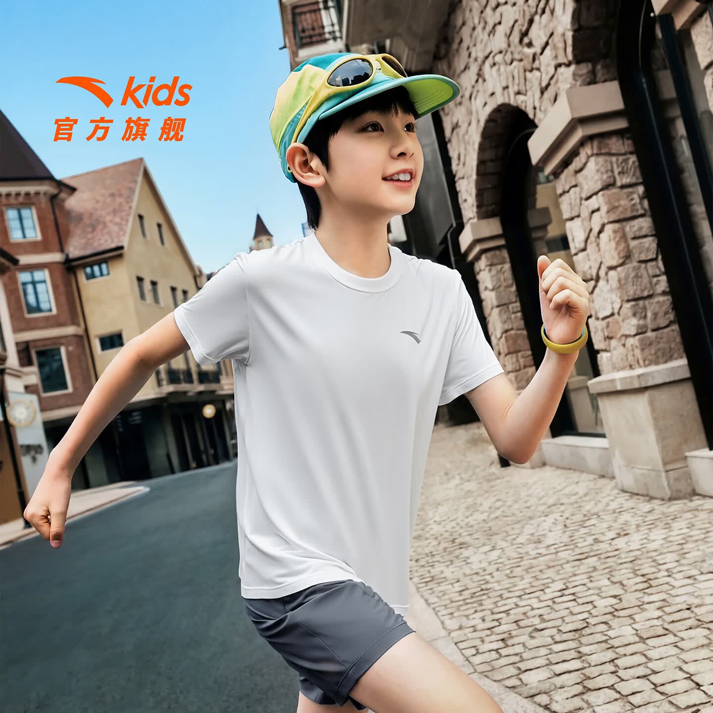 安踏童装儿童t恤男女童清风T夏季新款速干透气舒适青少年短袖12-16岁 【冰感速干100%涤】纯净白5110-1 140 cm