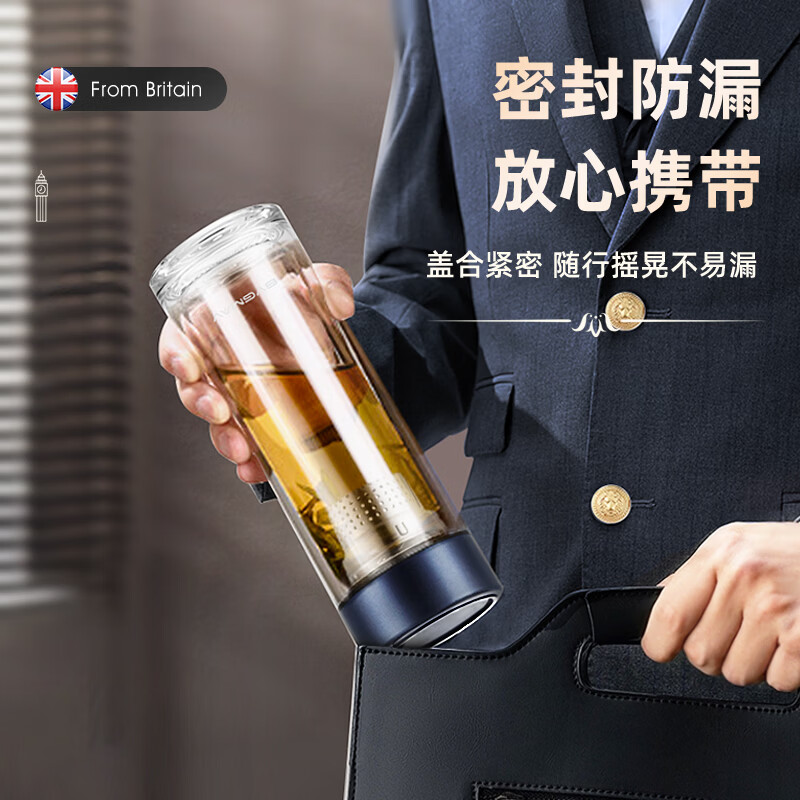 BVGMAV双层高硼硅玻璃杯茶水分离杯泡茶杯男士泡茶专用商务伴手礼品礼物 【耐摔耐烫】茶水分离玻璃茶杯-