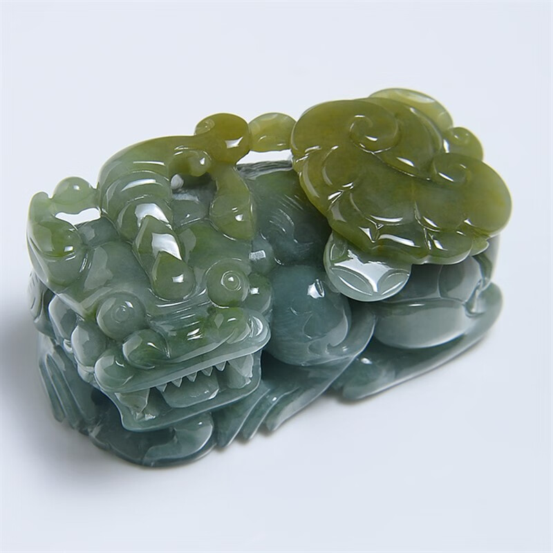 沃韵 黄绿翡翠霸王貔貅吊坠 大号男士款天然a货玉石玉貔恘挂件079