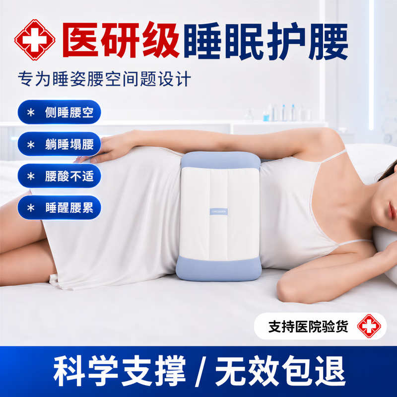 CICCZ德国技术专研睡眠护腰带晚上睡觉平躺腰枕腰痛腰椎盘突出侧躺腰垫 升级2件套装【薄款睡觉用+厚款坐靠用】创新包裹式腰枕 京东折扣/优惠券