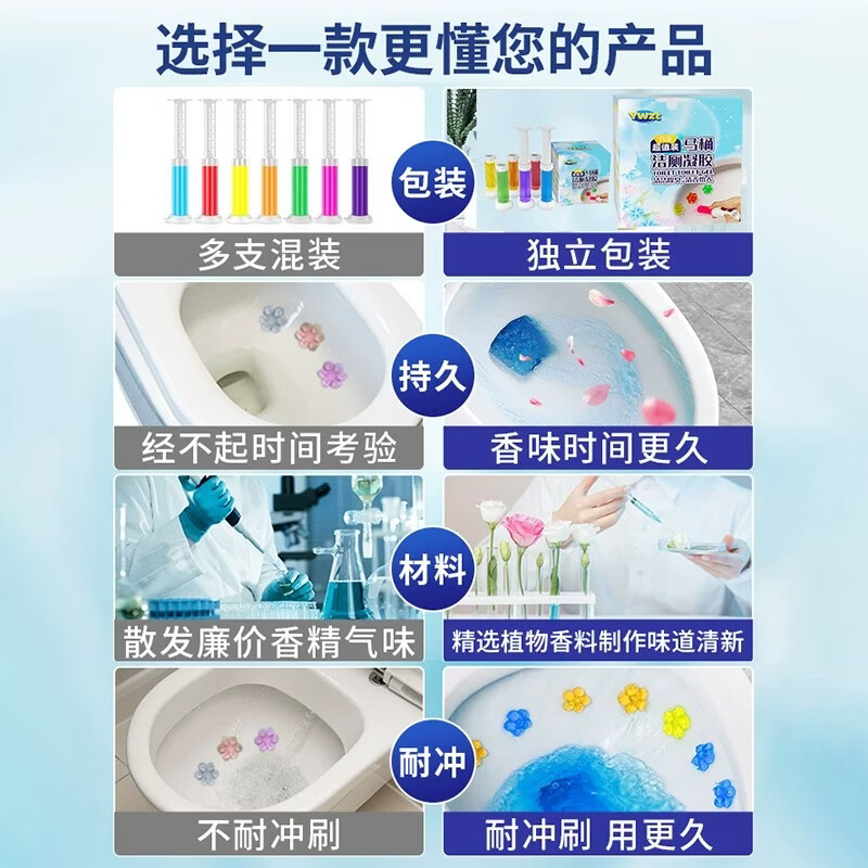 洁厕灵马桶清洁剂小花除臭卫生间清香花朵凝胶厕所小便池除垢神器 彩盒装 6支组合装【6款香型各一支】