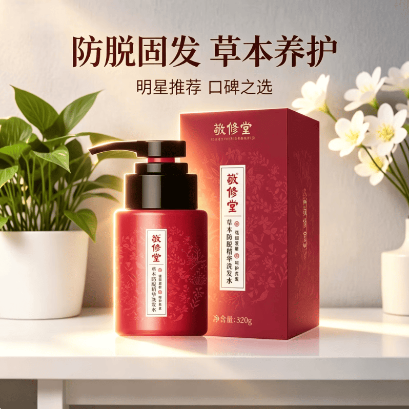 敬修堂草本防脱精华去屑止痒控油洗发水何首乌当归养发固发修护男女专用 敬修堂草本防脱精华洗发水【3瓶巩固】 320ml