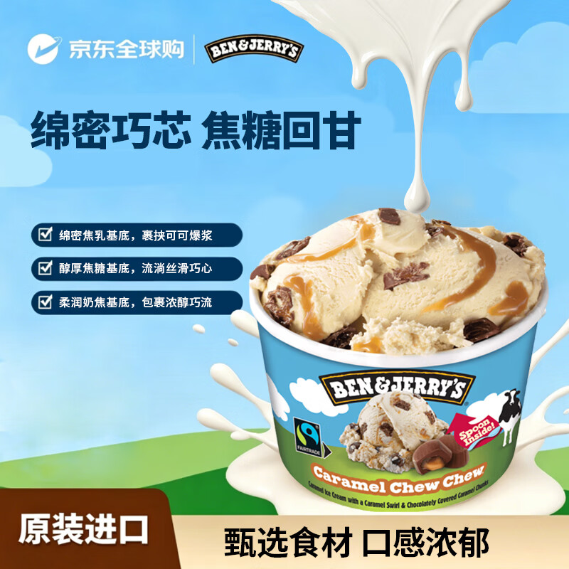 BEN &amp; JERRY'S本杰瑞  焦糖巧克力口味冰淇淋 100ml