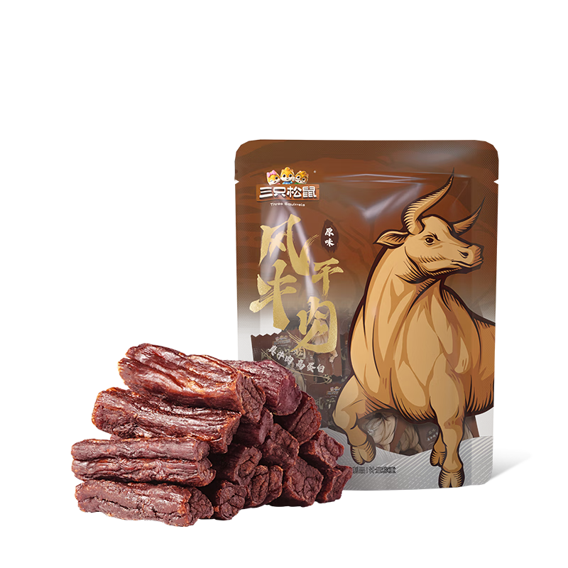 三只松鼠风干牛肉干内蒙古手撕牛肉条肉脯计量称重约116g世界杯