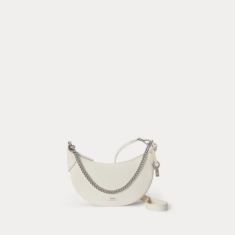 RALPH LAUREN 拉夫劳伦Polo ID女士白色皮革链条包100054670-GLACAGE法国直邮