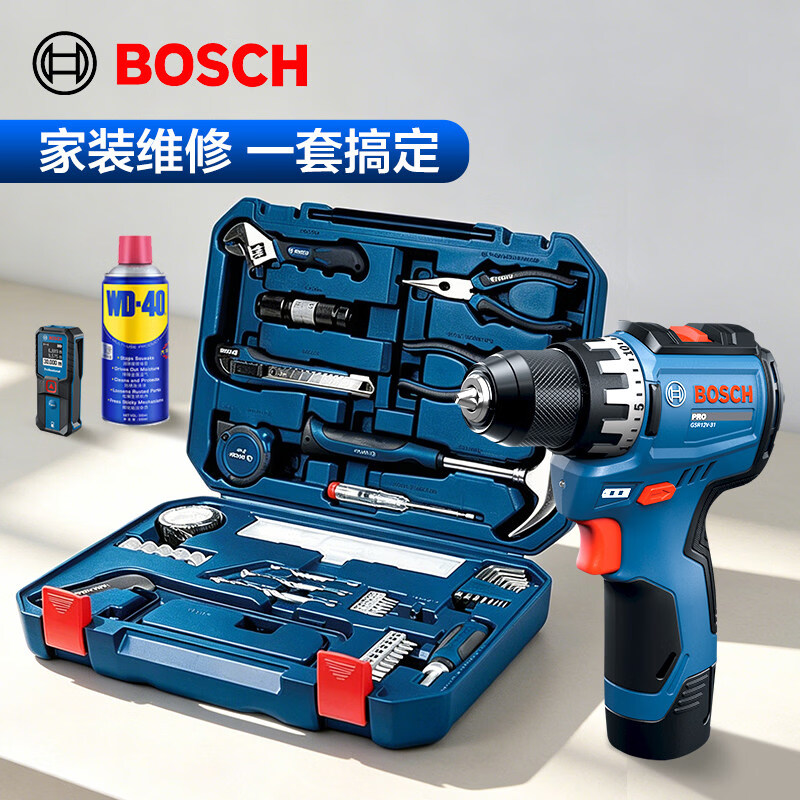 博世（BOSCH）手电钻家用小型进口无刷锂电手钻GSR12V-31博士电动工具套装 GSR12V-31【博世108件套】
