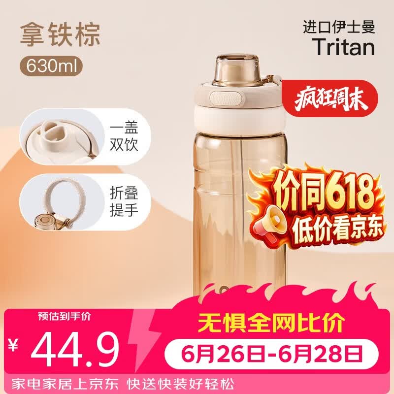 希乐（cille）运动水杯学生户外出行Tritan材质大容量双饮耐高温便携塑料杯子