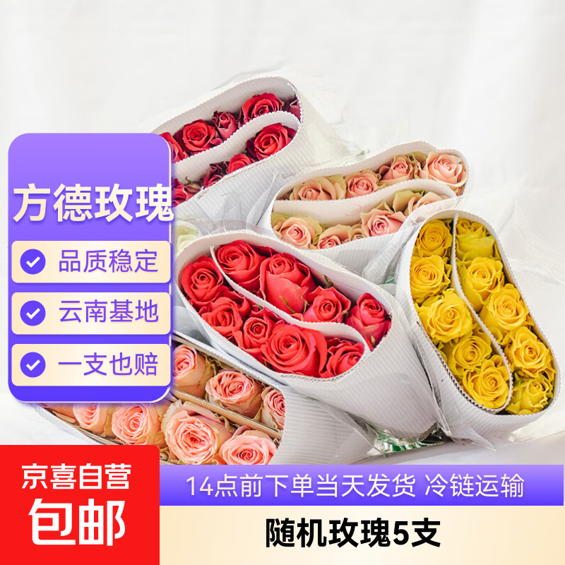 云南鲜花基地直发玫瑰花母亲节520送妈妈暖心礼物 【热销款】方德35-40CM随机玫瑰10支
