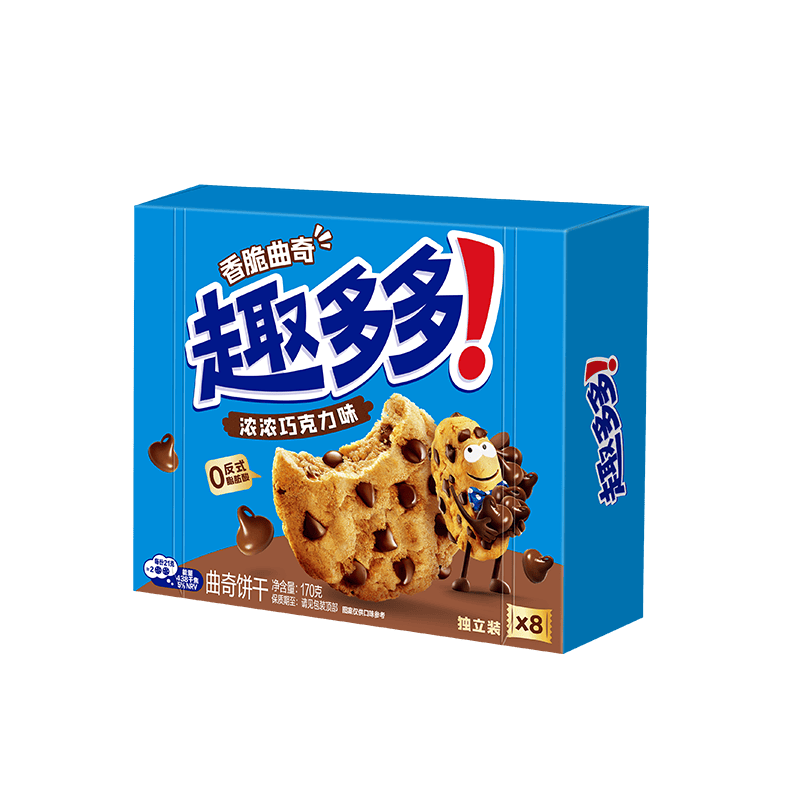 趣多多香脆巧克力味曲奇饼 干经典巧克力原味170g 休闲零食早餐下午茶