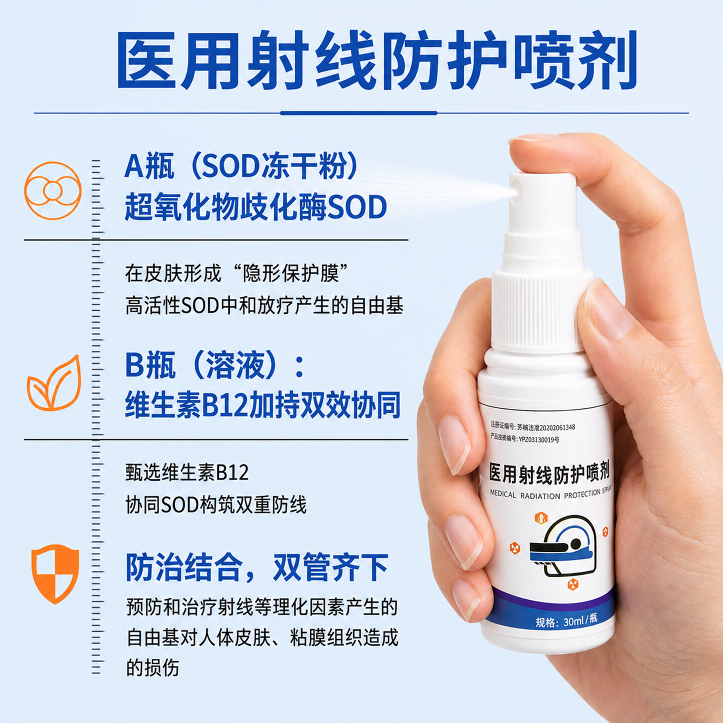 怡舒佳医用放疗射线皮肤防护喷剂保护喷雾放疗用防辐喷剂放疗皮肤损伤用 【3盒正装】适用于放疗次数15次以上