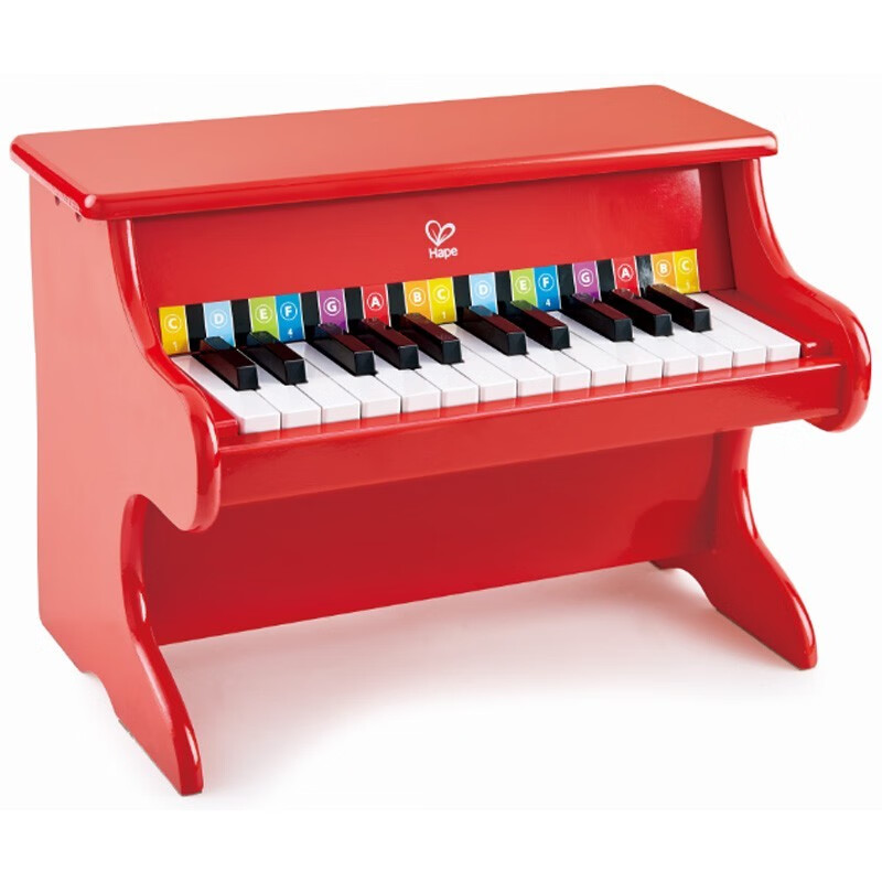 德国hape儿童钢琴木质机械钢琴玩具早教启智儿童音乐启蒙玩具小钢琴25键钢琴新年生日六一儿童节礼物 25键钢琴-红色E8466
