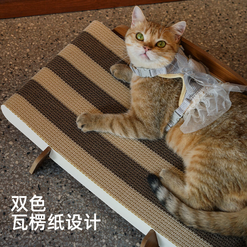 喵仙儿猫抓板猫窝一体耐磨不易掉屑高密度瓦楞纸中古风猫沙发躺椅贵妃椅 多功能中古风猫躺沙发