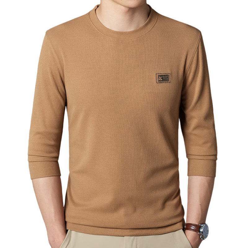 罗蒙（ROMON）含羊毛圆领加绒加厚卫衣男士秋冬中青年套头长袖T恤打底衫上衣 黑色 2XL (185) （适合160-170斤）