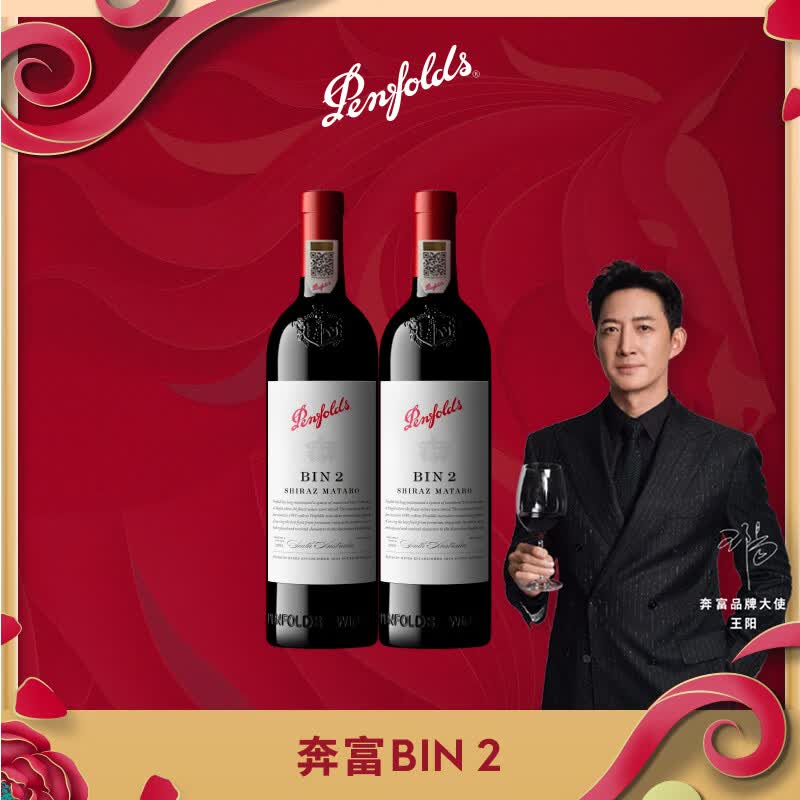 奔富（Penfolds）Bin2设拉子马塔罗葡萄酒750ml*2 双支 原瓶进口行货正品
