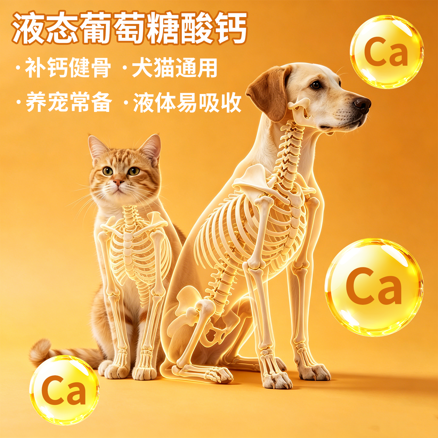宠物液体钙狗猫专用补钙老年幼犬健骨猫咪产后葡萄糖酸钙口服液新 犬猫补钙腿软神经炎套餐 50ml*1瓶 【顺丰】