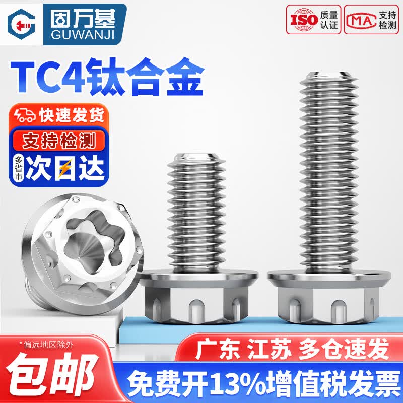 固万基（GUWANJI）钛合金TC4内梅花螺丝钉花式小法兰螺钉异形带针机丝螺杆加长M5M6 M5x10[1只]